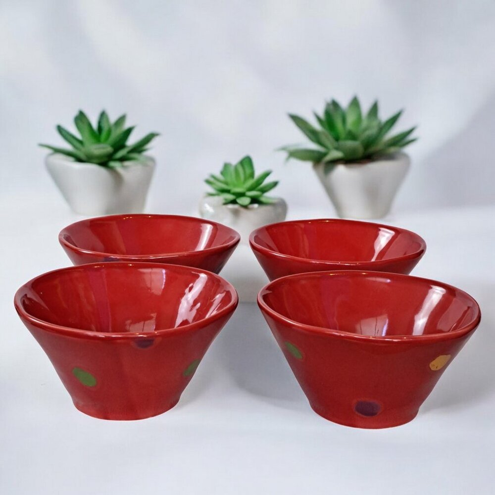 Pallini By Vietri Coupe Cereal BowlSet of 4 Vietri PALLINI HOLIDAY Red Cereal - Picture 6 of 8